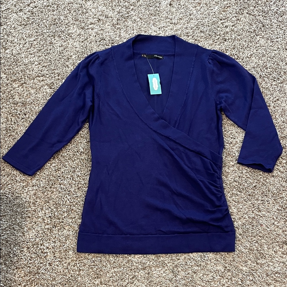 Maurices medium Deep Blue V-Neck wrap Sweater